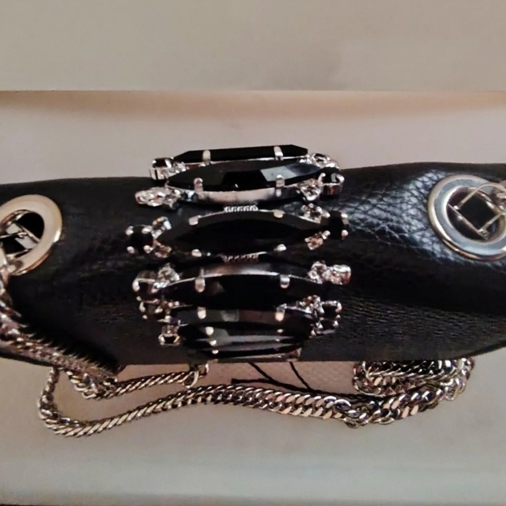 Philipp Plein Black and Silver Clutch Shoulderbag with Edgy Glamour $2200 - Picture 2 of 12